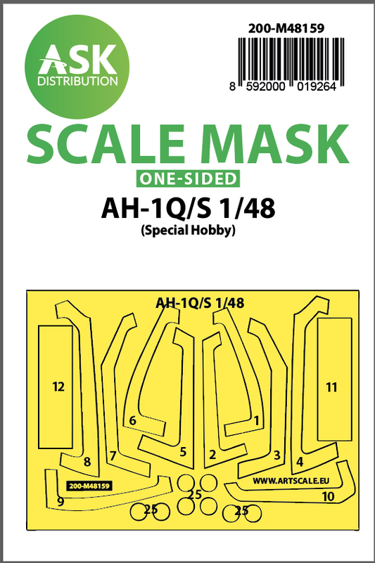 Art Scale 200-M48159 1:48 Bell AH-1Q/S transport wheels & canopy mask