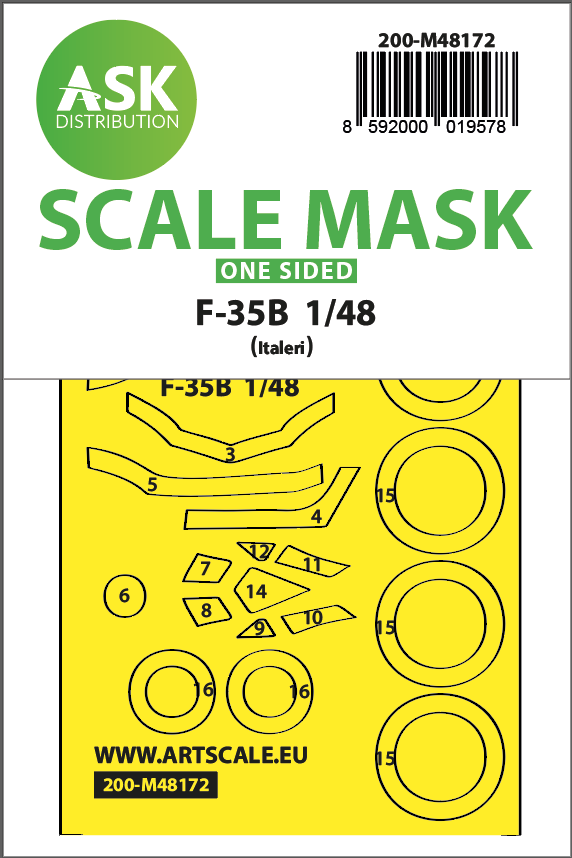 Art Scale 200-M48172 1:48 F-35B Lightning II Wheel & Canopy Paint Mask