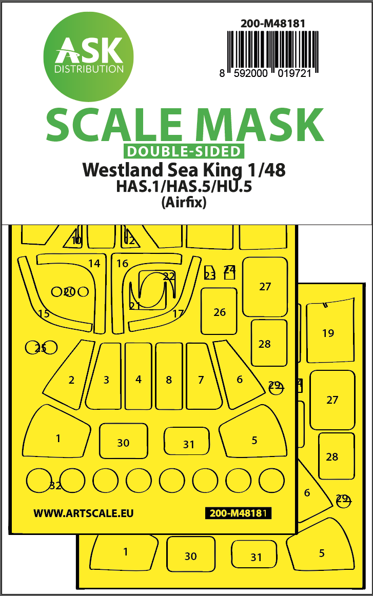 Art Scale 200-M48181 1:48 Sea King HAS.1/5/HU.5 Wheel & Canopy Mask