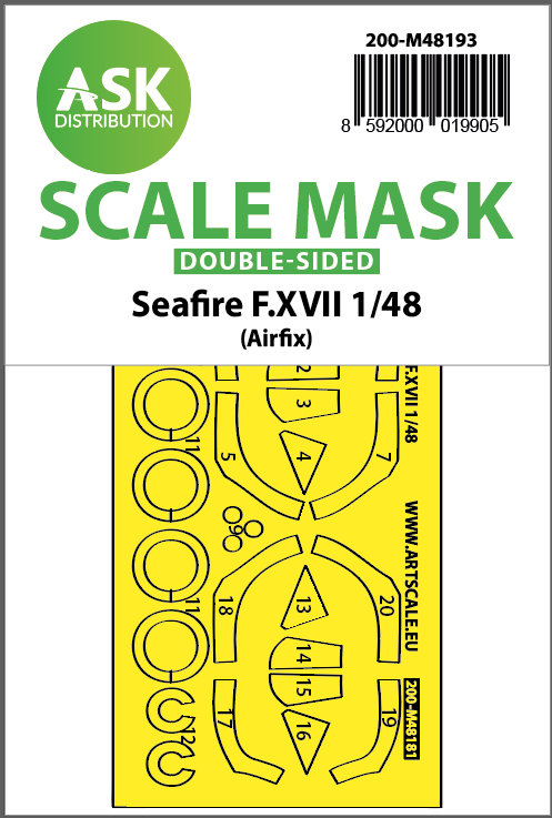 Art Scale 200-M48193 1:48 Seafire F.XVII Wheel & Canopy Paint Mask