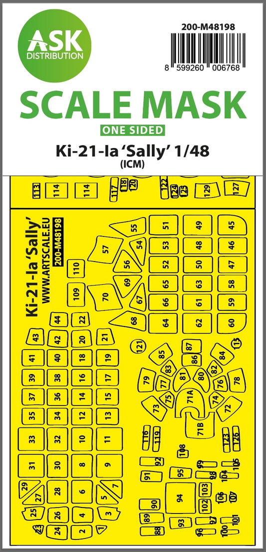 Art Scale 200-M48198 1:48 Mitsubishi Ki-21-Ia 'Sally' canopy frame paint mask