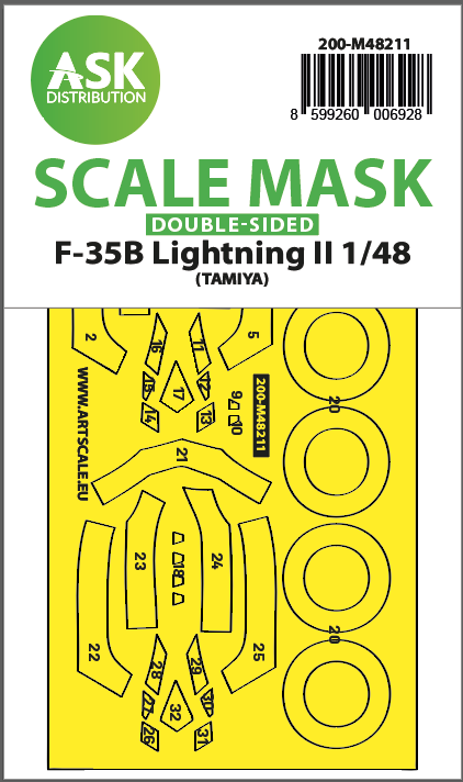 Art Scale 200-M48211 1:48 F-35B Lightning II Wheel & Canopy Paint Mask
