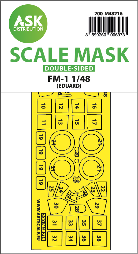 Art Scale 200-M48216 1:48 FM-1 Wildcat Wheel & Canopy Paint Mask