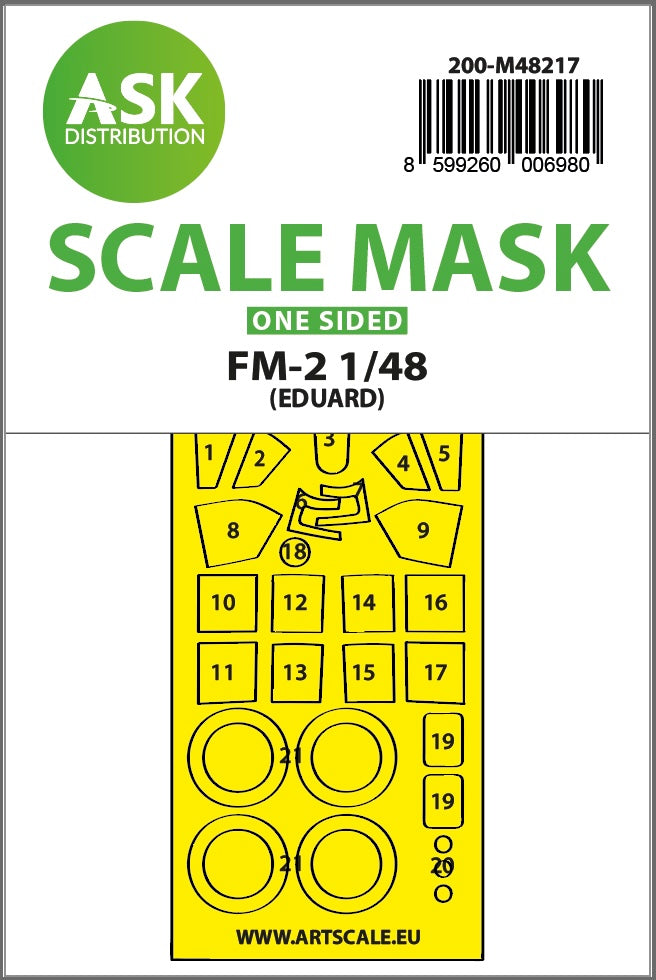 Art Scale 200-M48217 1:48 Grumman FM-2 Wildcat wheels & canopy frame paint mask