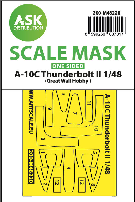 Art Scale 200-M48220 1:48 Fairchild A-10C Thunderbolt II canopy frame paint mask