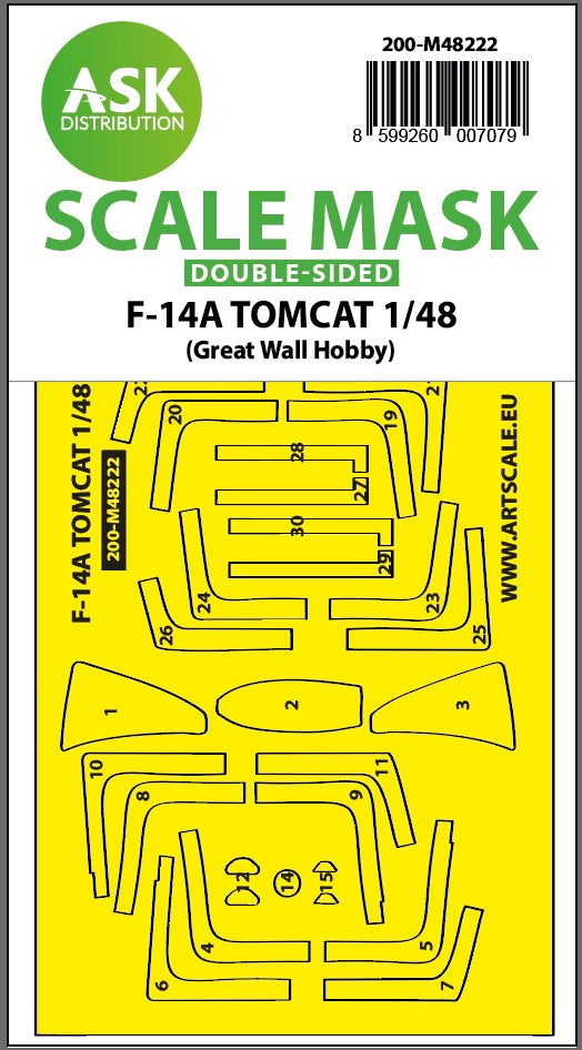 Art Scale 200-M48222 1:48 Grumman F-14A Tomcat canopy frame paint mask
