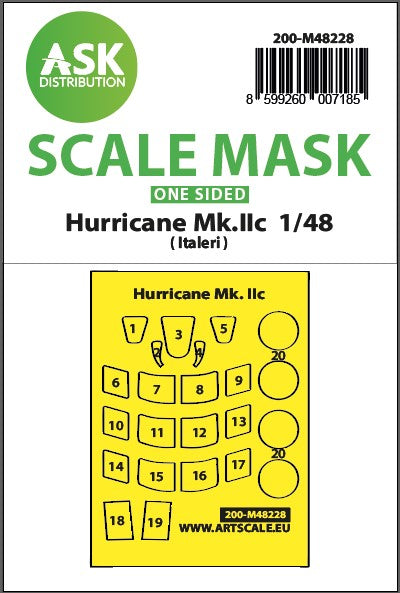 Art Scale 200-M48228 1:48 Hawker Hurricane Mk.IIc wheels & canopy mask