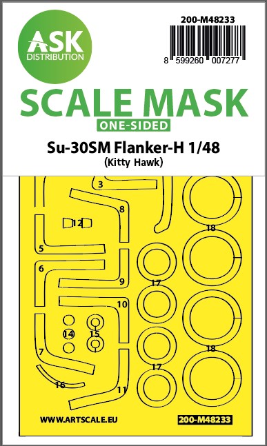 Art Scale 200-M48233 1:48 Sukhoi Su-30SM Flanker H wheels & canopy mask