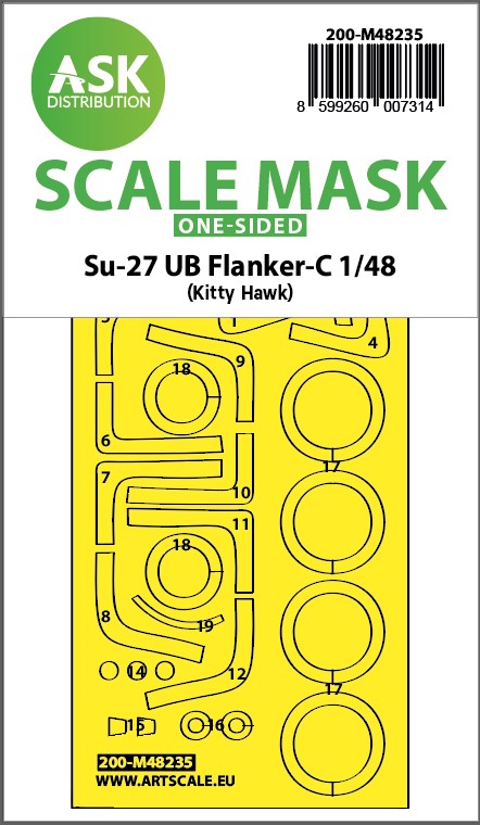 Art Scale 200-M48235 1:48 Su-27UB Flanker-C One-Sided Adhesive Clear Masks