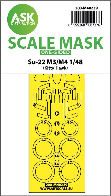 Art Scale 200-M48239 1:48 Sukhoi Su-22M3/M4 wheels and canopy frame paint mask