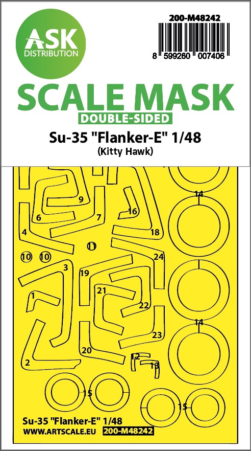 Art Scale 200-M48242 1:48 Sukhoi Su-35 Flanker-E wheels & canopy mask