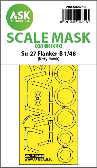 Art Scale 200-M48250 1:48 Sukhoi Su-27 Flanker-B canopy frame paint mask