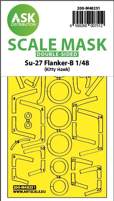 Art Scale 200-M48251 1:48 Sukhoi Su-27 Flanker-B wheels & canopy mask