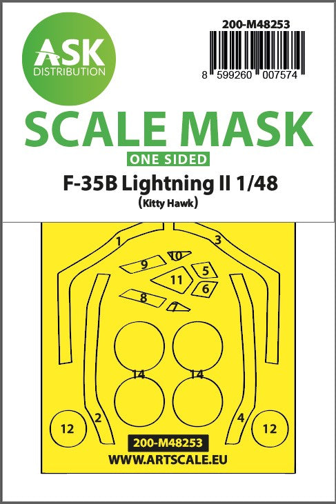 Art Scale 200-M48253 1:48 Lockheed-Martin F-35B Lightning II canopy mask