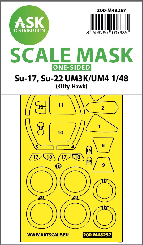 Art Scale 200-M48257 1:48 Sukhoi Su-17, Sukhoi Su-22 UM3K/UM4 canopy mask