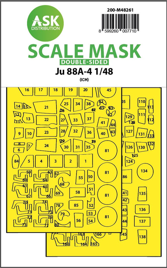 Art Scale 200-M48261 1:48 Junkers Ju-88A-4 wheels and canopy frame paint mask
