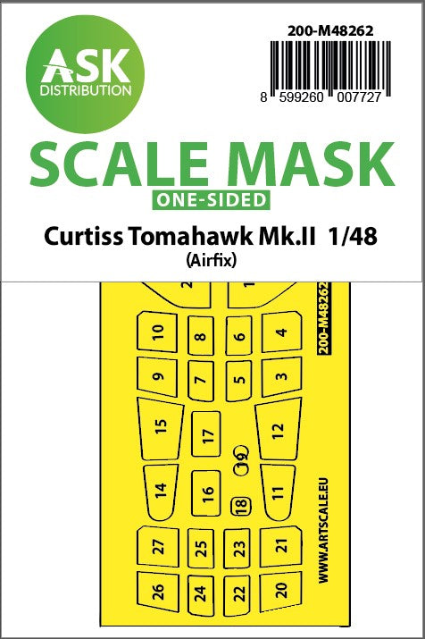 Art Scale 200-M48262 1:48 Curtiss Tomahawk Mk.II canopy frame paint mask