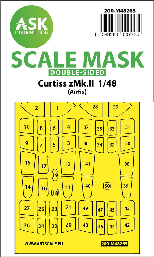 Art Scale 200-M48263 1:48 Curtiss Tomahawk Mk.II canopy frame paint mask