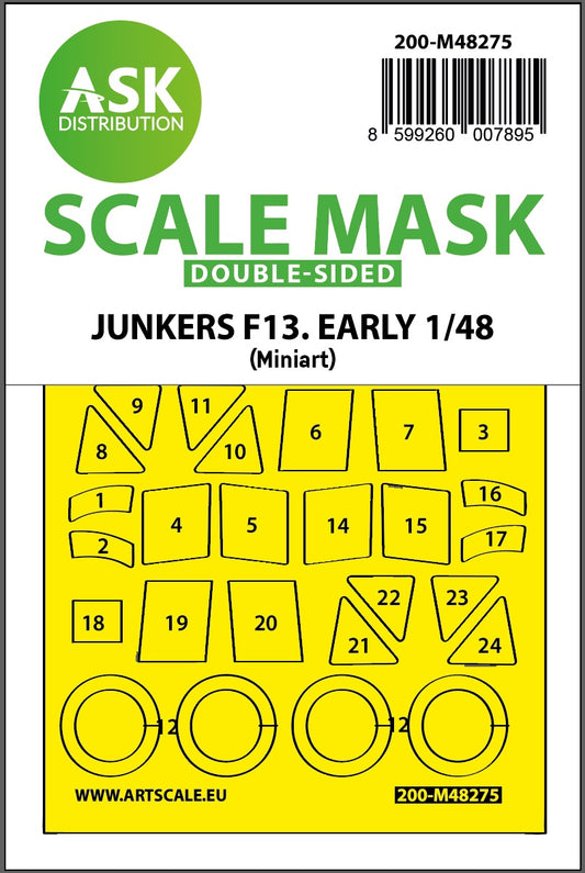 Art Scale 200-M48275 1:48 Junkers F-13 Early Version Wheel & Canopy Mask