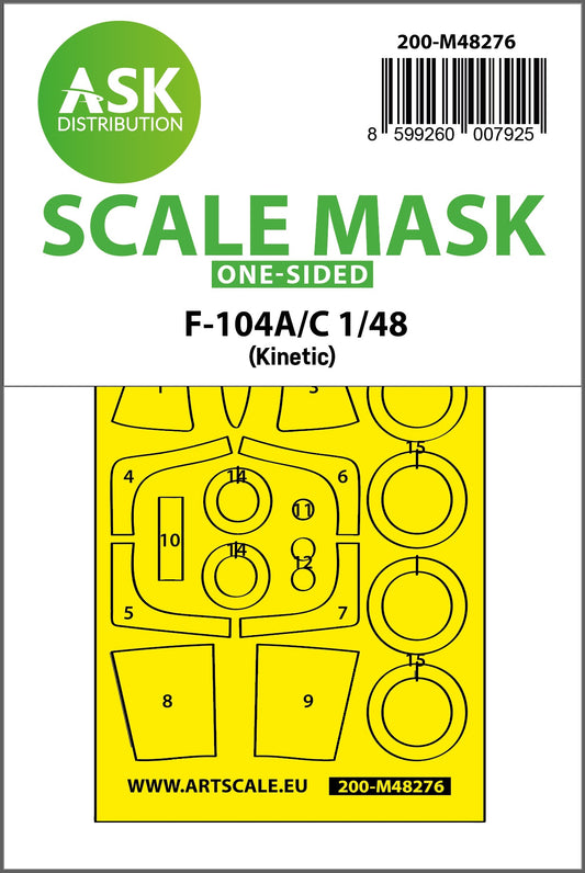 Art Scale 200-M48276 1:48 F-104A/C Starfighter One-Sided Adhesive Masks