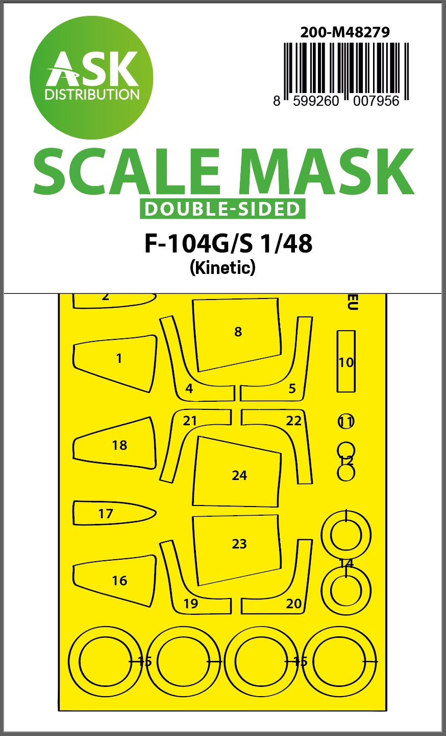 Art Scale 200-M48279 1:48 F-104G/S Starfighter Wheel & Canopy Paint Mask