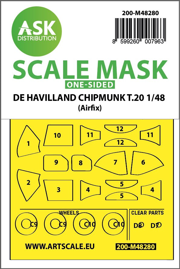 Art Scale 200-M48280 1:48 De Havilland Chipmunk T.20 one-sided painting mask