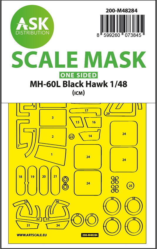 Art Scale 200-M48284 1:48 Sikorsky MH-60L Black Hawk one-sided painting mask