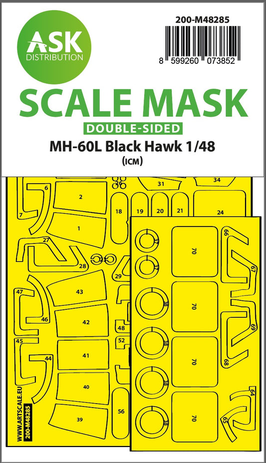 Art Scale 200-M48285 1:48 Sikorsky MH-60L Black Hawk Wheel & Canopy Mask