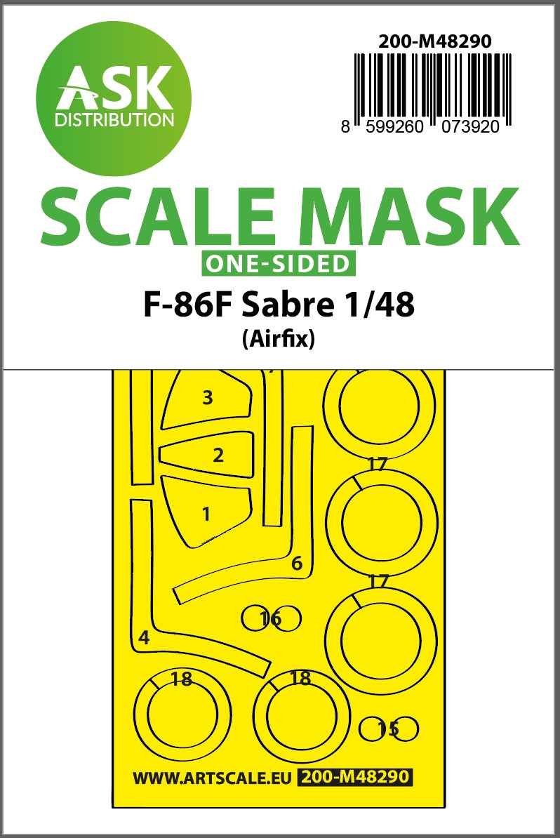 Art Scale 200-M48290 1:48 North-American F-86F Sabre canopy frame paint mask
