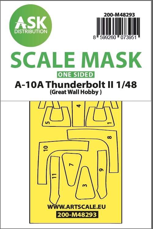 Art Scale 200-M48293 1:48 Fairchild A-10A Thunderbolt II canopy frame paint mask