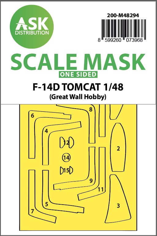 Art Scale 200-M48294 1:48 Grumman F-14D Tomcat canopy frame paint mask