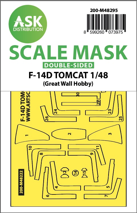 Art Scale 200-M48295 1:48 Grumman F-14D Tomcat canopy frame paint mask