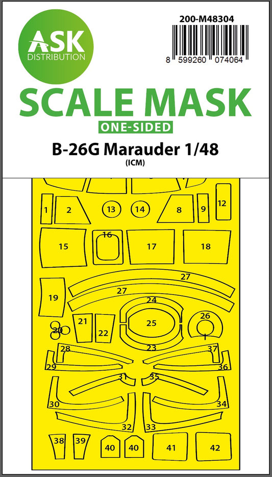 Art Scale 200-M48304 1:48 Martin B-26G Marauder canopy frame paint mask