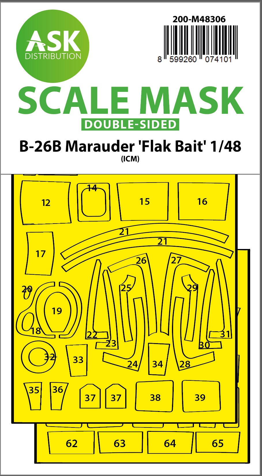 Art Scale 200-M48306 1:48 Martin B-26B Marauder "Flak Bait" canopy mask