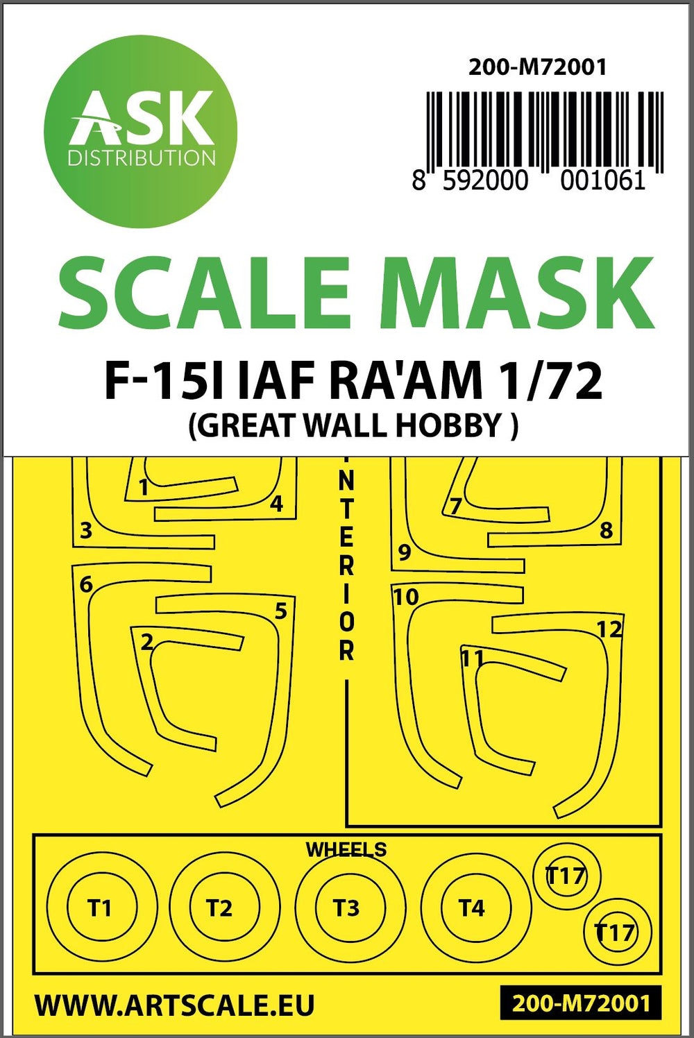 Art Scale 200-M72001 1:72 F-15I Eagle IAF RA'AM Wheel & Canopy Paint Masks