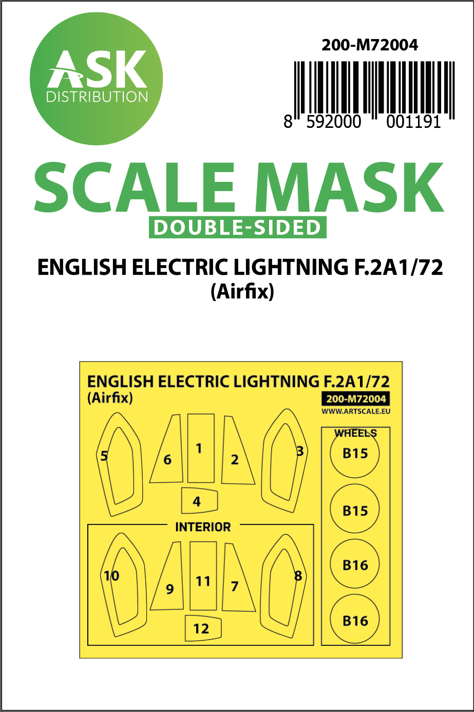 Art Scale 200-M72004 1:72 BAC/EE Lightning F.2A wheels & canopy masks