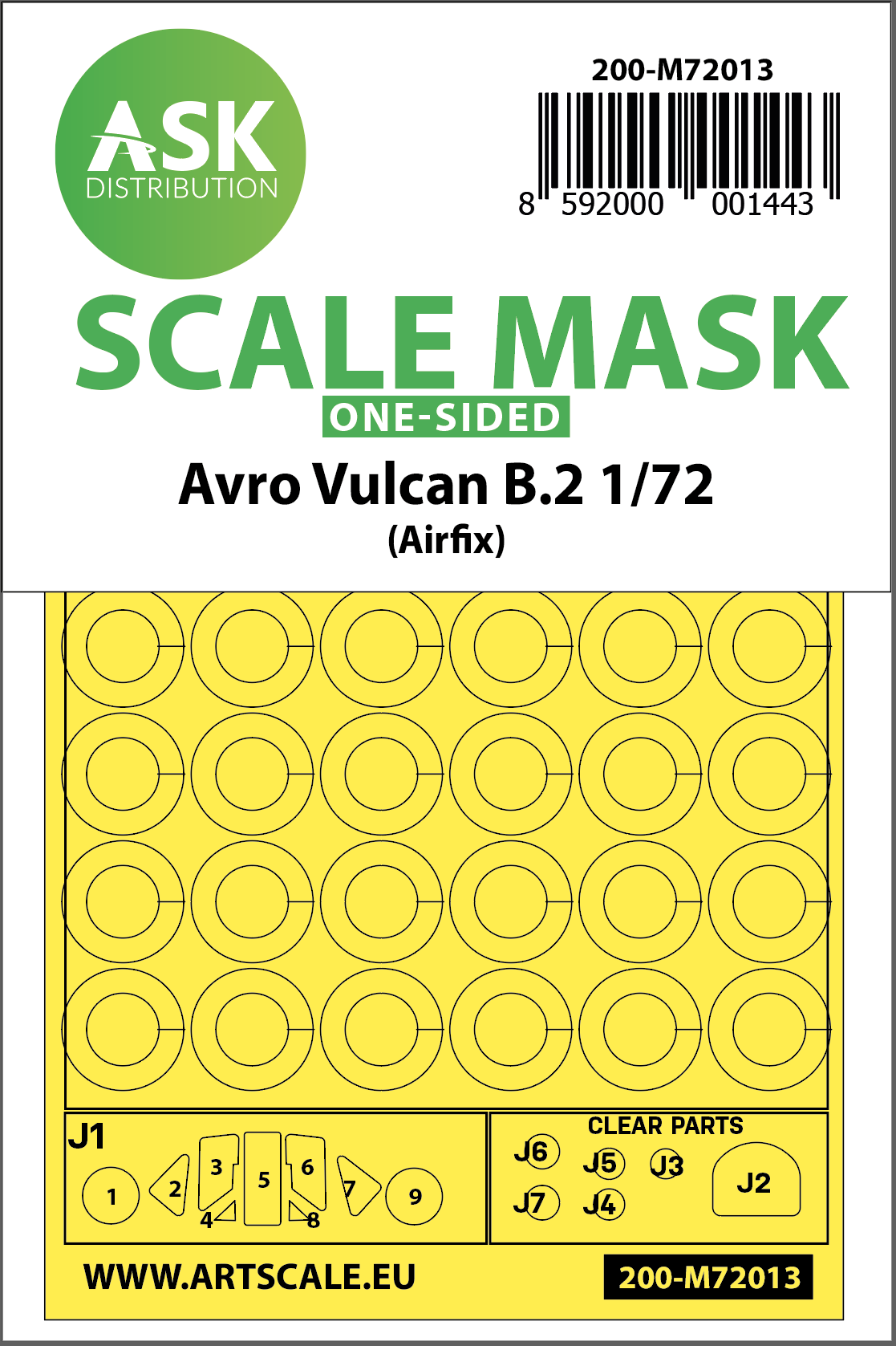 Art Scale 200-M72013 1:72 Avro Vulcan B.2 Kabuki wheels & canopy masks
