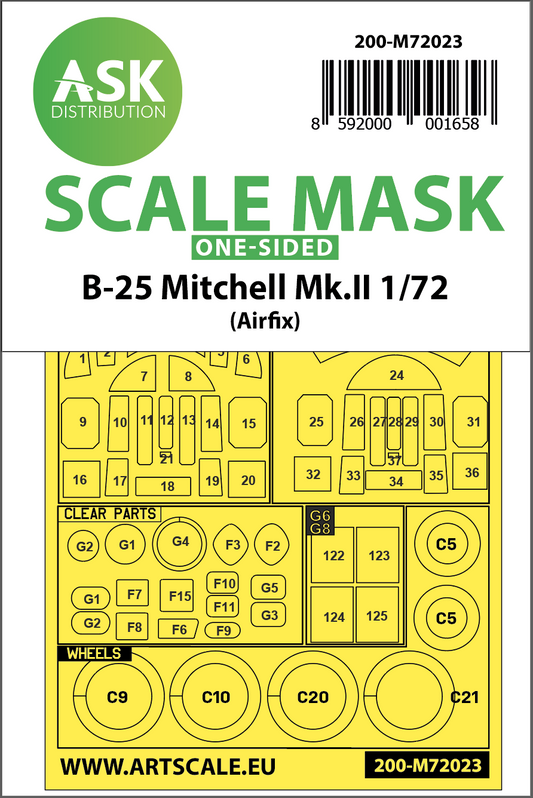 Art Scale 200-M72023 1:72 B-25 Mitchell Mk.II Kabuki Wheel & Canopy Masks