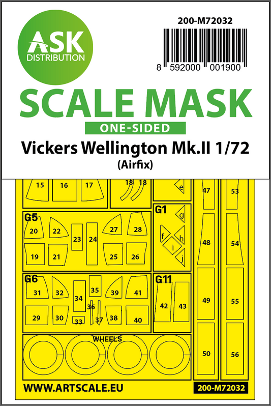 Art Scale 200-M72032 1:72 Wellington Mk.II Wheel & Canopy Paint Masks