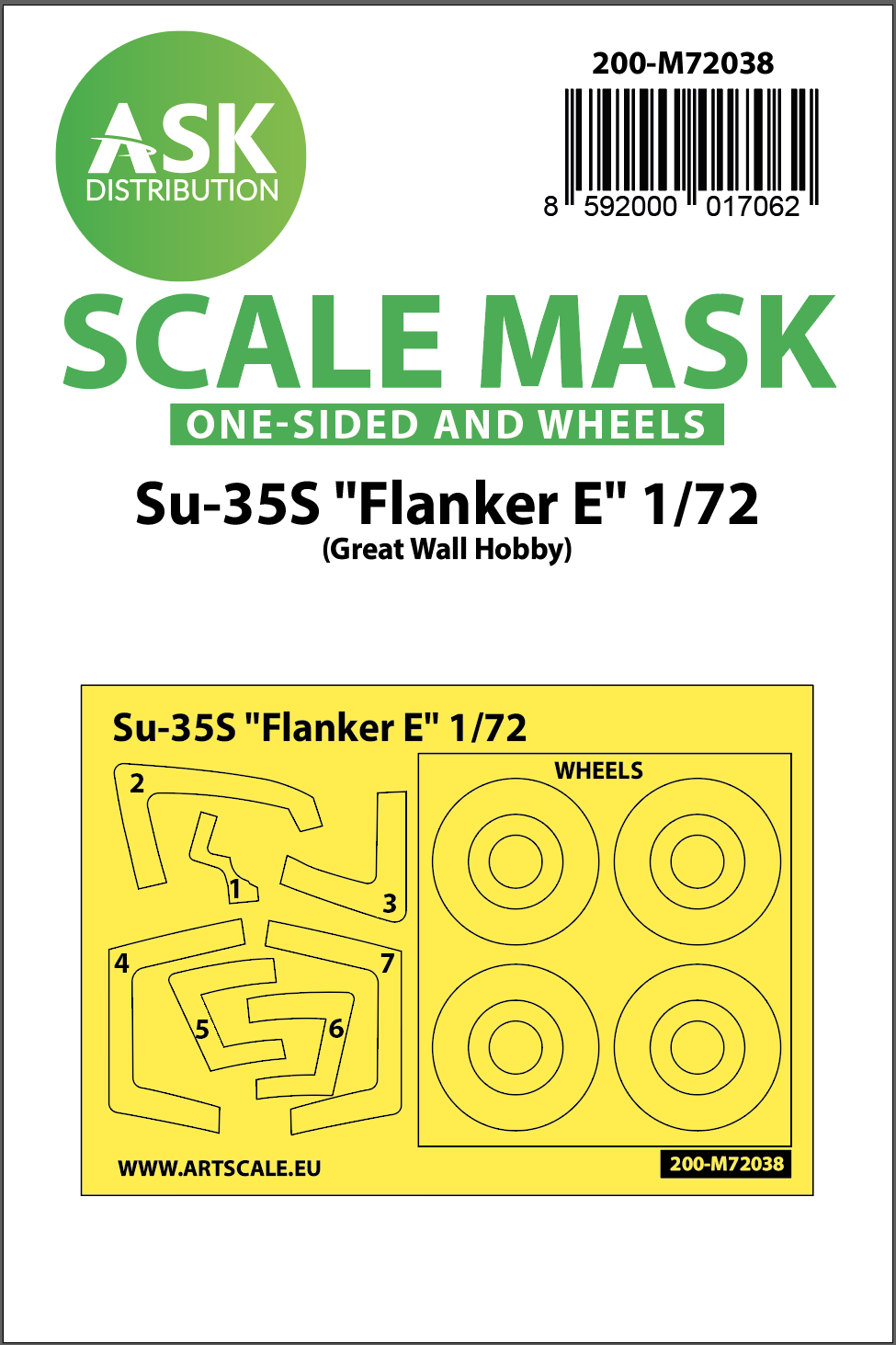 Art Scale 200-M72038 1:72 Sukhoi Su-35S Flanker E wheels & canopy masks