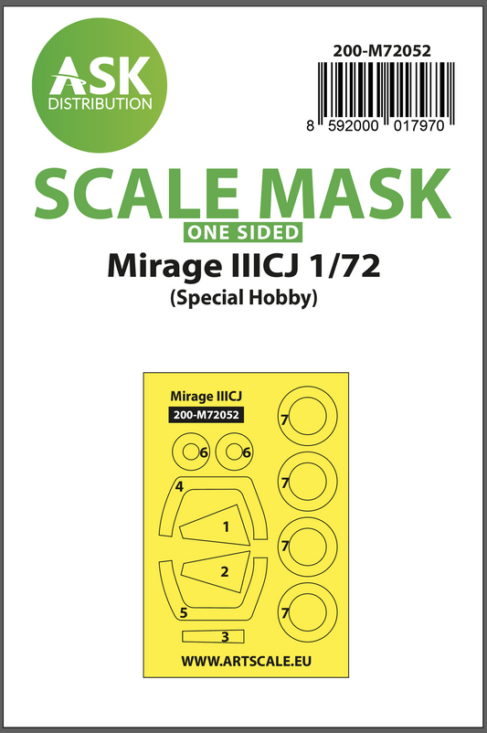 Art Scale 200-M72052 1:72 Dassault_Mirage IIICJ wheels & canopy masks