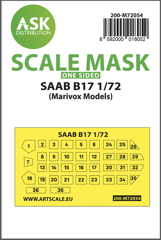 Art Scale 200-M72054 1:72 Saab B17 one-sided painting