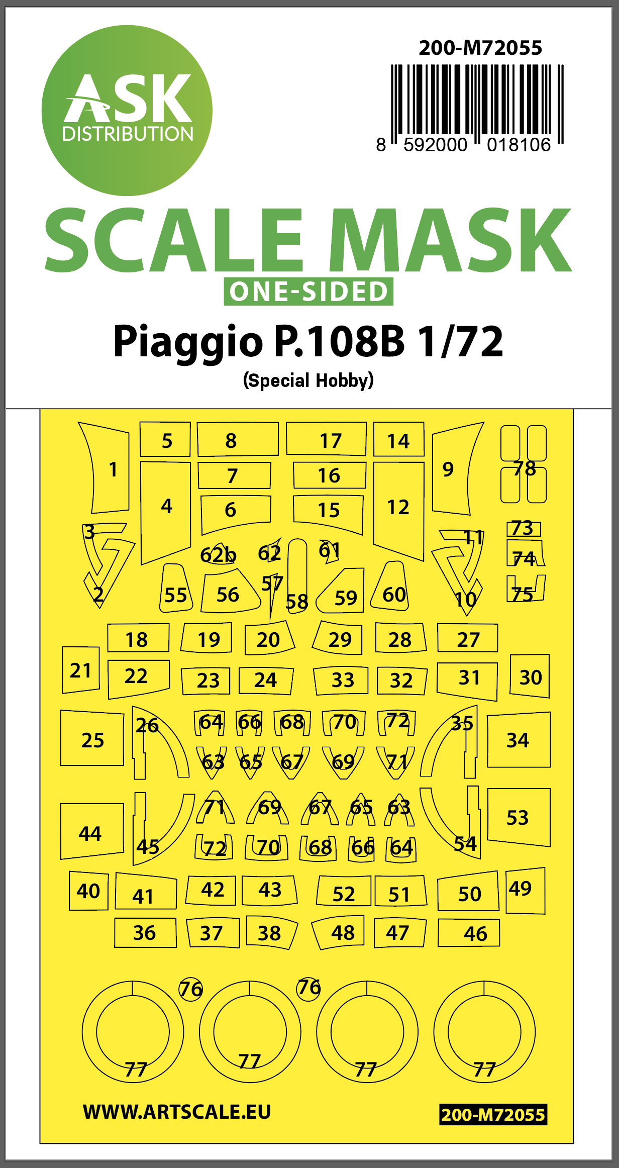 Art Scale 200-M72055 1:72 Piaggio P.108B one-sided painting
