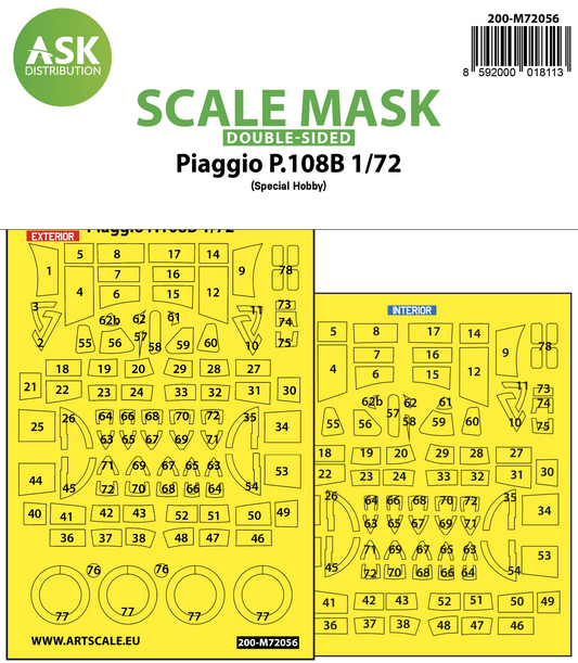Art Scale 200-M72056 1:72 Piaggio P.108B double-sided painting express mask
