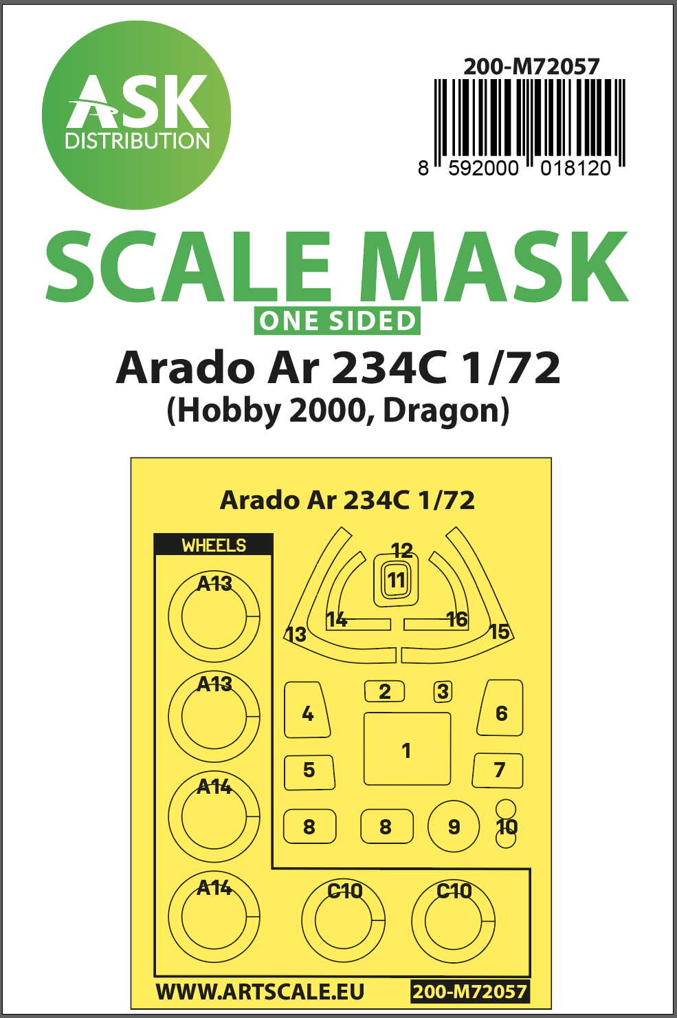 Art Scale 200-M72057 1:72 Arado Ar-234C one-sided painting