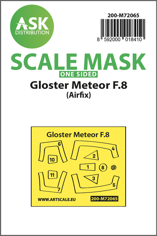 Art Scale 200-M72065 1:72 Gloster Meteor F.8 canopy frame paint masks