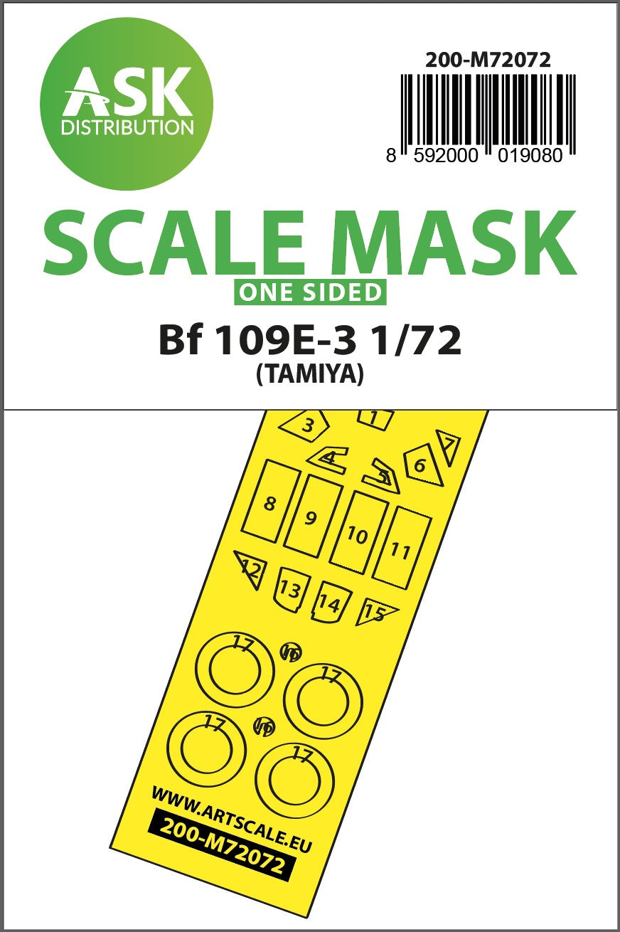 Art Scale 200-M72072 1:72 Messerschmitt Bf-109E-3 wheels & canopy masks