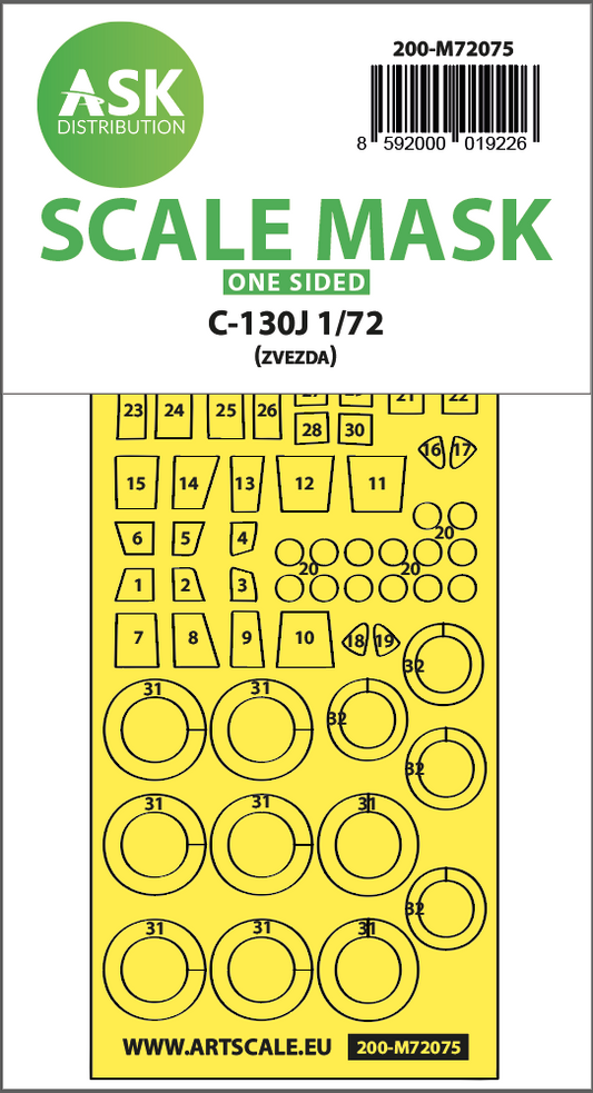 Art Scale 200-M72075 1:72 Lockheed C-130J Hercules Wheel & Canopy Masks