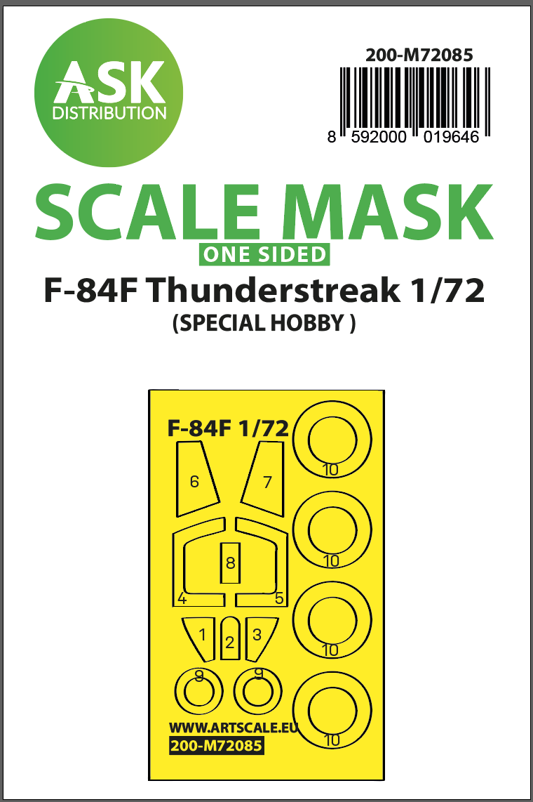 Art Scale 200-M72085 1:72 F-84F Thunderstreak Wheel & Canopy Masks