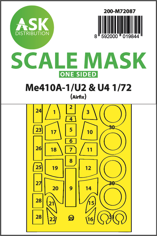 Art Scale 200-M72087 1:72 Me-410A-1/U2 & U4 Wheel & Canopy Paint Masks